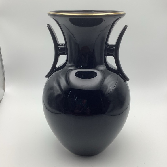 Large Black Two Handled Japanese Vase - Picture 4 of 14